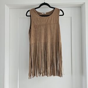 Acemi Tan Fringe Tank Top Cowgirl Rodeo Size Small